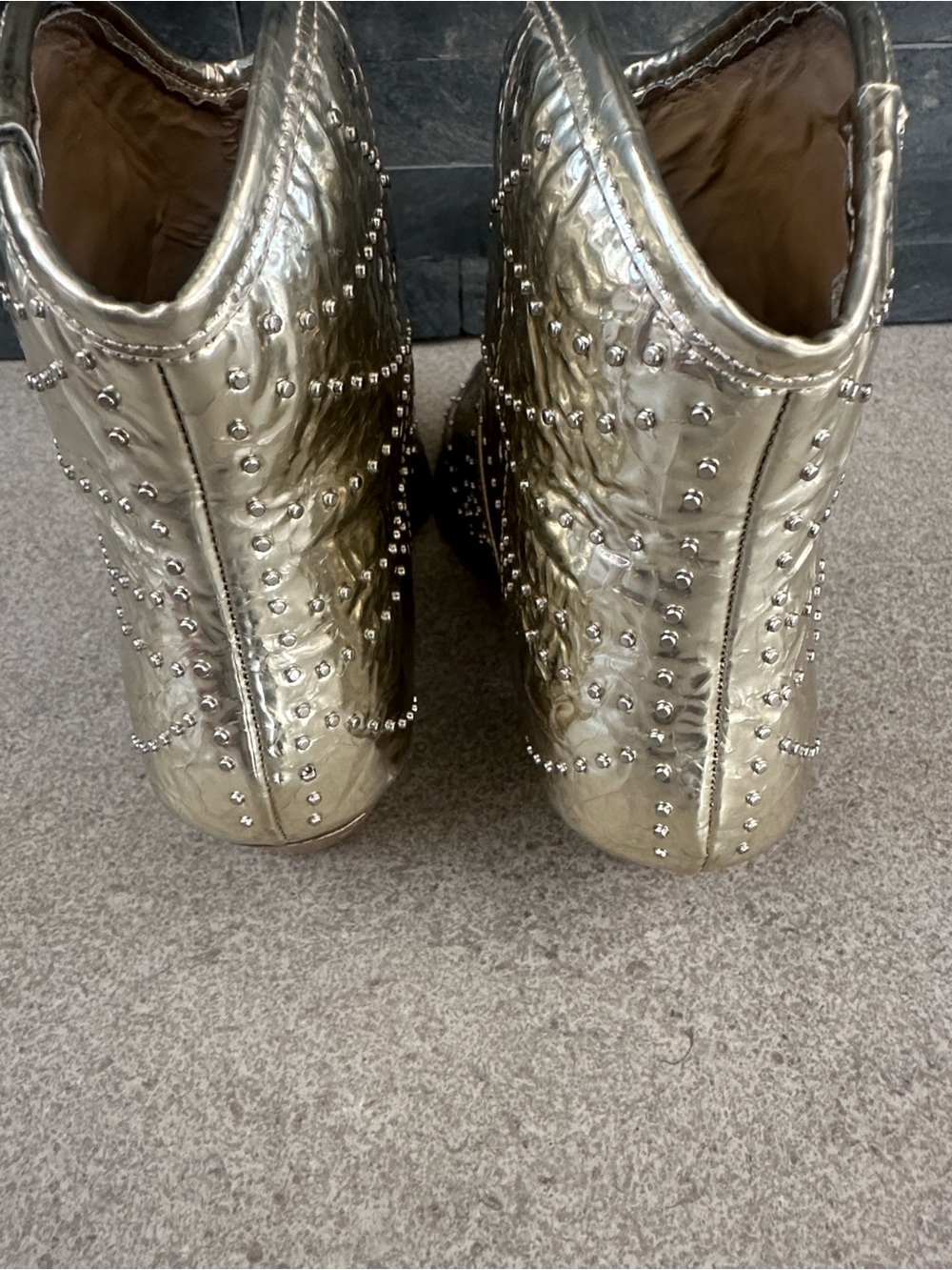 Free People vegan Leather Gold western/ cowboy boot - Picture 10 of 16